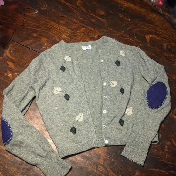 SOLD LOCALLY/Adorable Upcycled Vintage Wool Cardigan - Picture 2 of 7